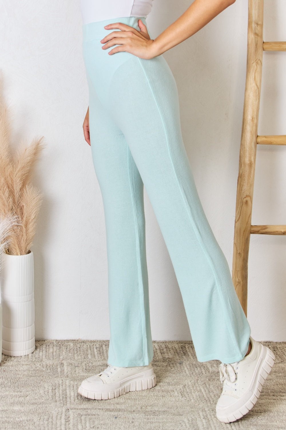 RISEN Full Size High Waist Ultra Soft Knit Flare Pants - Purcell's Clothing Company - 