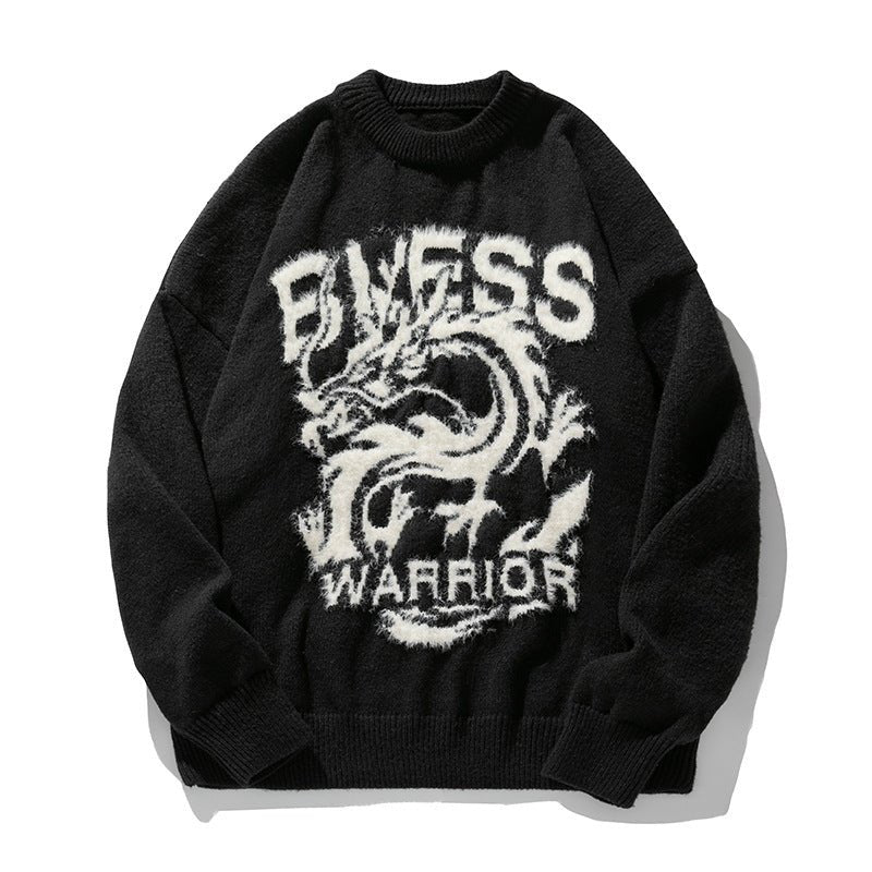 Round Neck Brocade Sweater Men And Women Same Style Winter Couple Dragon Year Theme - Purcell's Clothing Company - 0