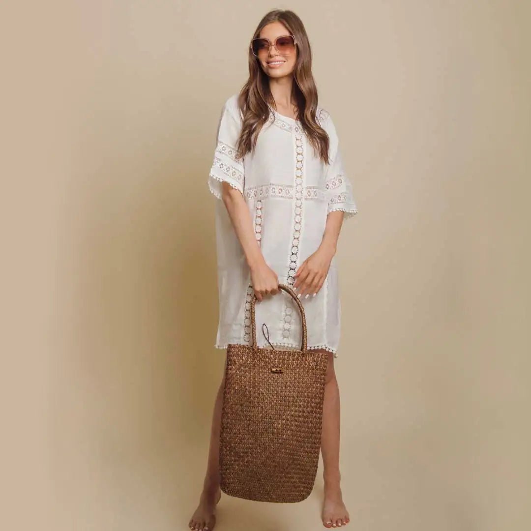 Spring Straw Shopping Bag - Purcell's Clothing Company - 