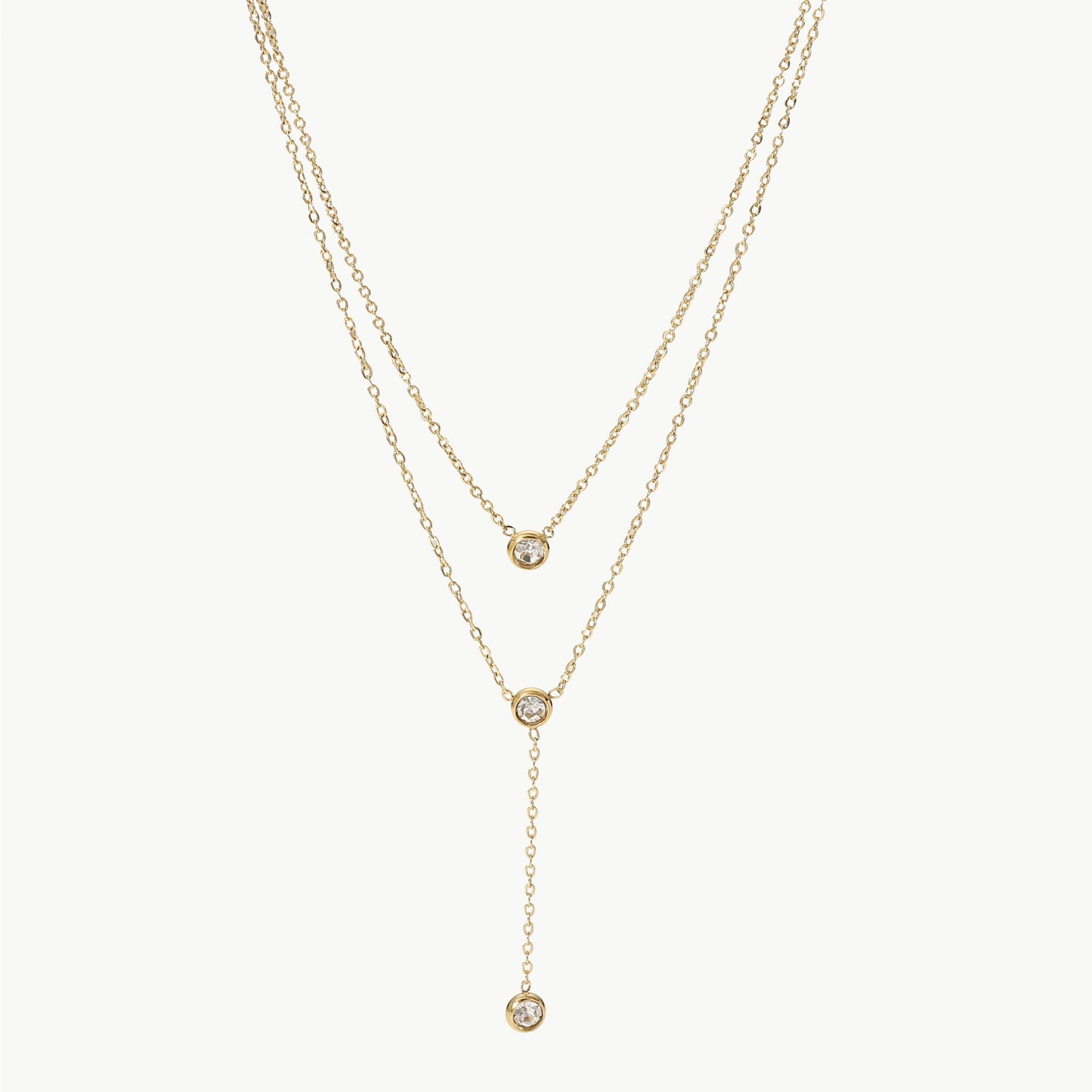 Stainless Steel Zircon Double - Layered Necklace - Purcell's Clothing Company - 