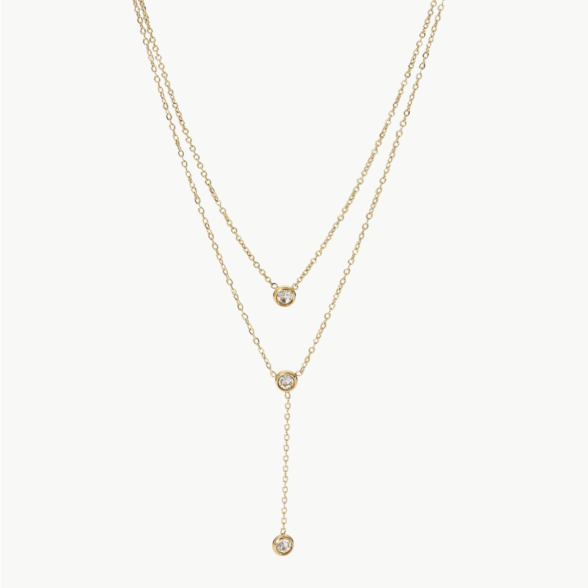 Stainless Steel Zircon Double - Layered Necklace - Purcell's Clothing Company - 