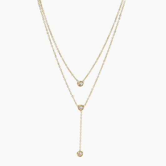 Stainless Steel Zircon Double - Layered Necklace - Purcell's Clothing Company - 