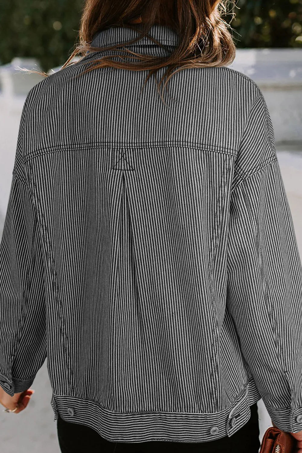 Striped Button Up Long Sleeve Denim Jacket - Purcell's Clothing Company - 