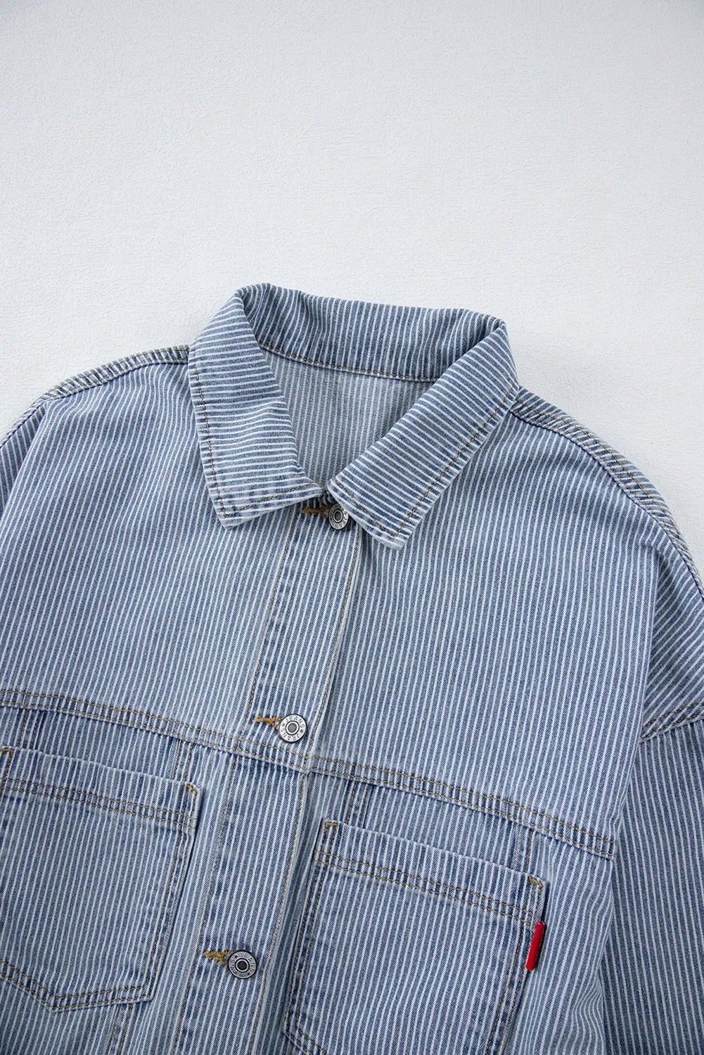 Striped Button Up Long Sleeve Denim Jacket - Purcell's Clothing Company - 