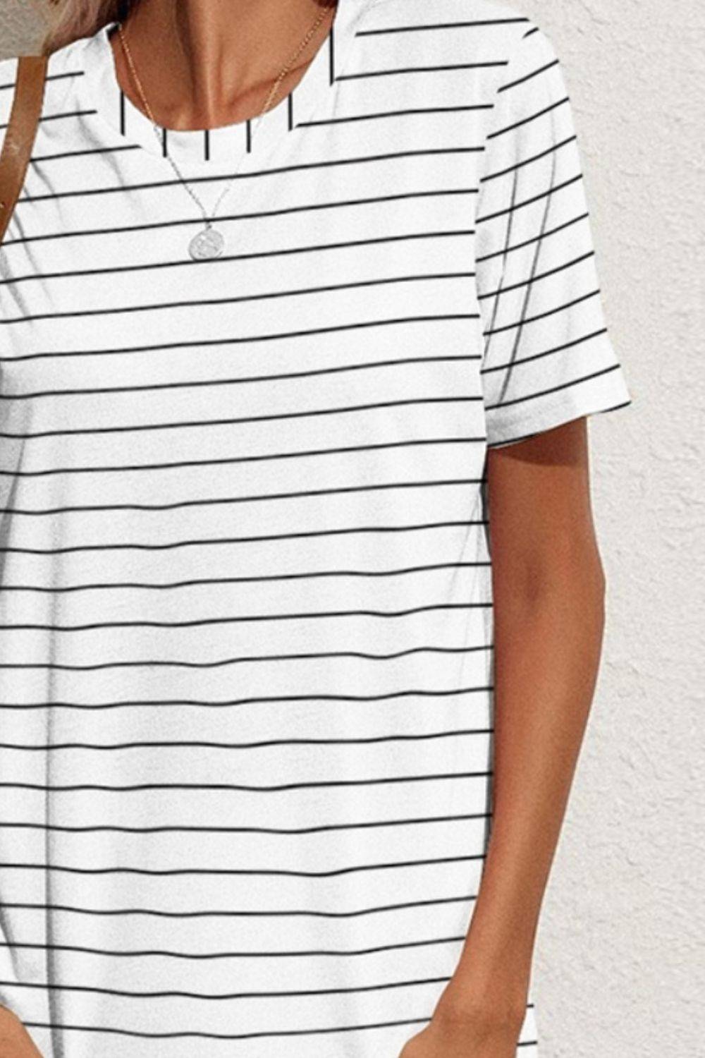 Striped Round Short Sleeve Dress - Purcell's Clothing Company - 