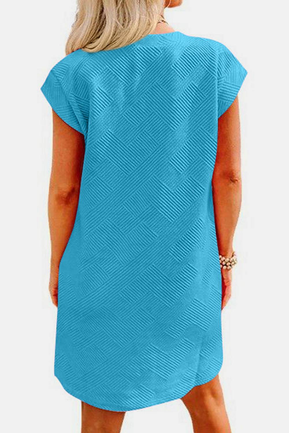 Textured Round Neck Cap Sleeve Dress - Purcell's Clothing Company - 