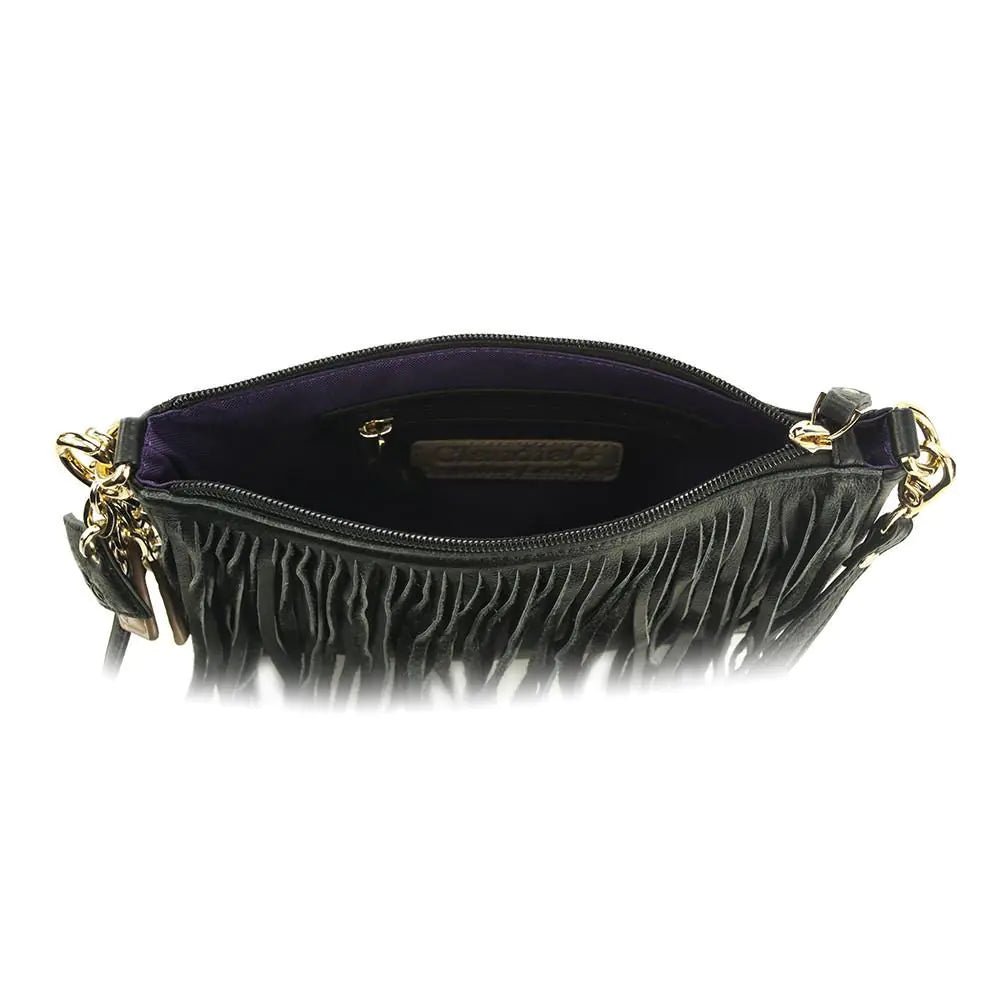 Willow Fringe Leather Handbag - Midnight Black - Purcell's Clothing Company - 