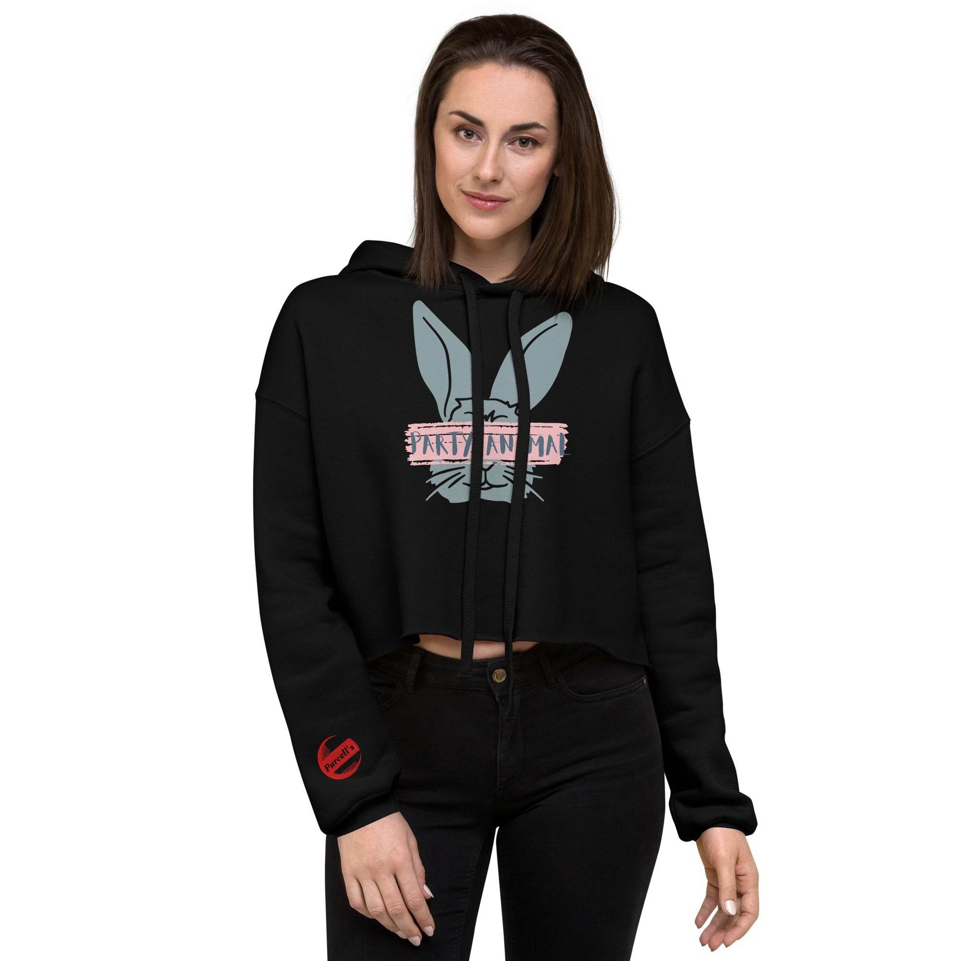Purcell's Party Animal Print Crop Hoodie - Purcell's Clothing Company