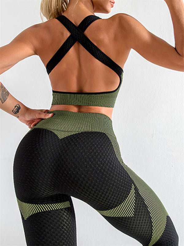 Women's Halter Neck Yoga Tank Top + High Waist Tight Yoga Pants Two - Piece Set - Purcell's Clothing Company - 